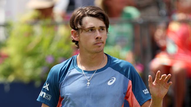 Alex de Minaur maintained his perfect record against American Reilly Opelka at the Queen’s Club Championships. Picture: Getty Images