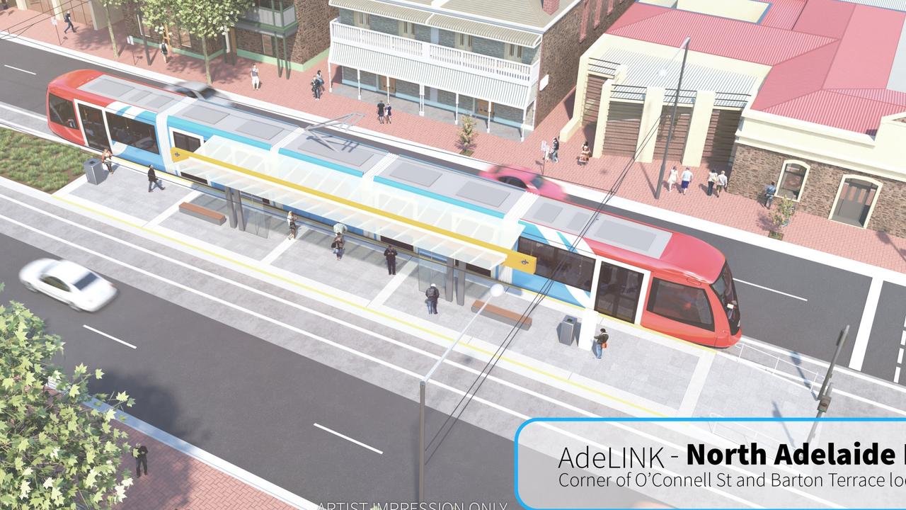 An old artist impression of what a tram down O'Connell Street would look like.