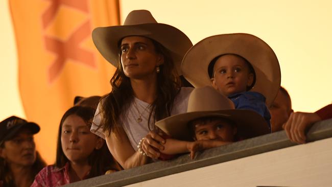 Danielle Wilson with Ted and Austin at Noonamah Rodeo 2022. Picture: (A)manda Parkinson