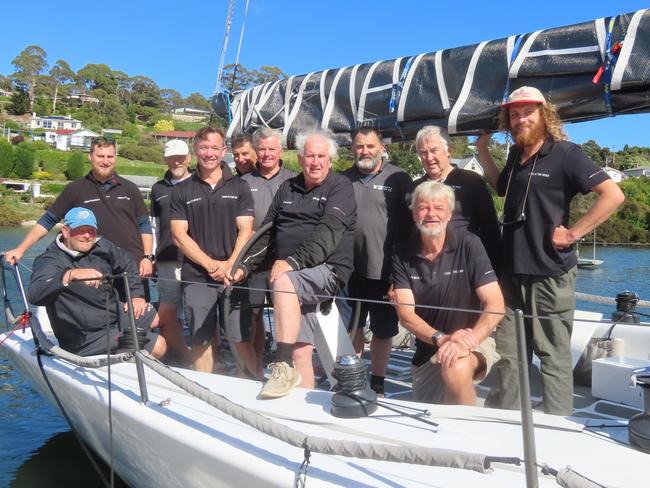 The crew of Fork In the Road are gunning for Launceston to Hobart line honours for a tenth time, and to ensure skipper Gary Smith is sent out in style. Picture: Jon Tuxworth