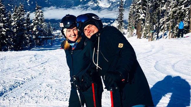 Shannon Fentiman with her partner while skiing at Whistler, Canada. Picture: Instagram