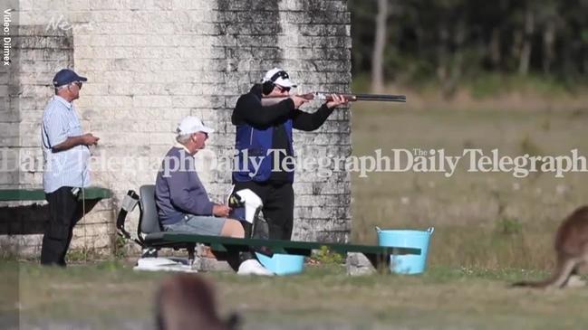 Russell Crowe lets off steam at NSW shooting range ahead of derby finals against Roosters