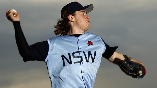 A 16-year-old Mitch Driver pitched for the CHS NSW school team. Picture: John Appleyard