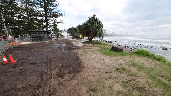 The World Surf League began their clean-up attempt on Burleigh Hill after the 10-day blockbuster event. Pic Annette Dew