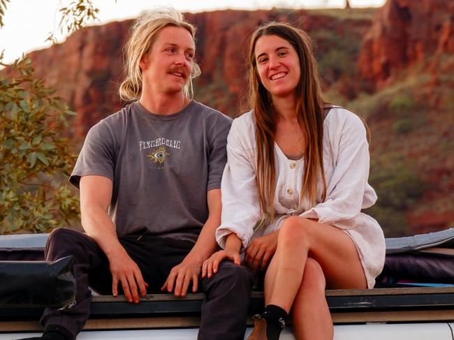 Queensland couple Brody Robinson and Mia Licciardello have been traveling around Australia for more than two years. Photo: Supplied.