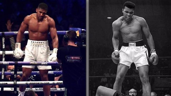 Anthony Joshua and Muhammad Ali, side-by-side.