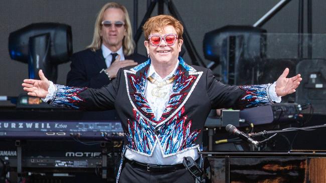 Sir Elton John performs at Victoria's Hanging Rock. Picture: Brett Schewitz