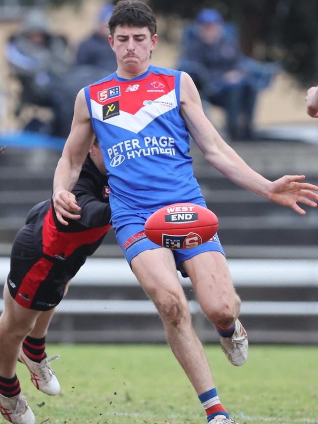 Shay Linke in action for Central District during his league comeback match against West Adelaide in Round 13. Picture: David Mariuz/SANFL