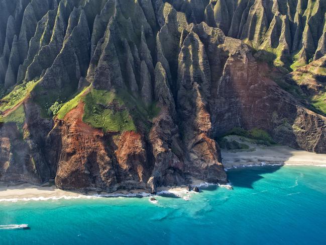 Epic views: Kauai’s Napali Coast from the air. 