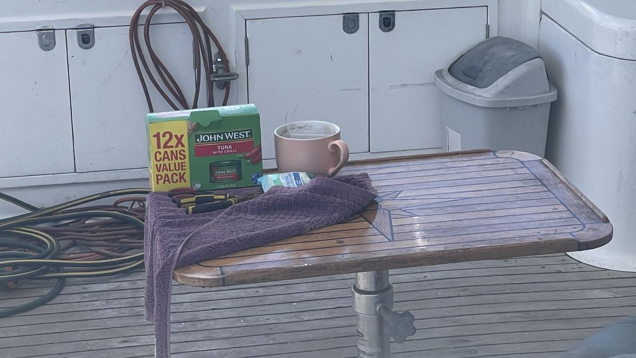 A Saturday night snack was still visible on deck of the boat at the centre of the Federal Police sting.