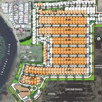 The master plan for the new GemLife home estate development project in West Ballina shows Mr Bienke’s property surrounded by the development on the left of the image.