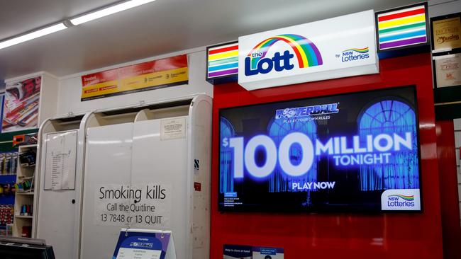 Powerball draw 1489 reaped a jackpot prize of $100m, with a Rockhampton couple and mystery Melbourne player taking home $50 million each. Picture: NewsWire / Nikki Short