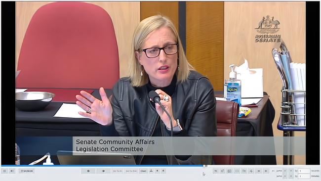 Senator Katy Gallagher puts question to Linda Reynolds about her knowledge of Higgins’ allegations.