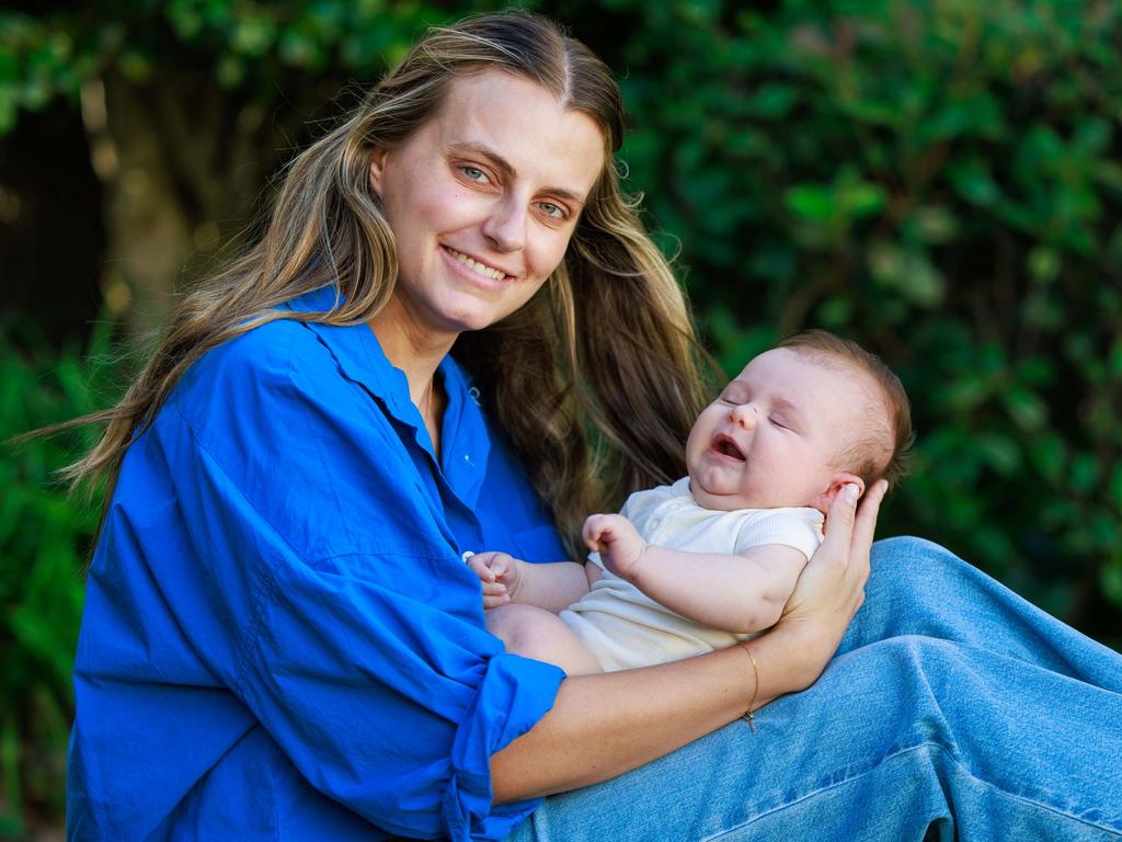 Bianca Edwards, with her 11 week old son Eddie Edwards. Picture: Justin Lloyd.