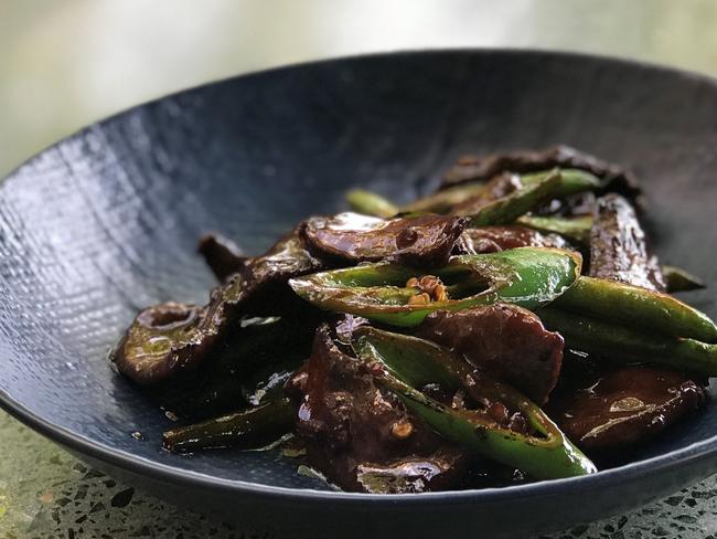 <b>Wok-fried pork liver with green chilli and sweet soy sauce: </b>                        <a href="http://www.lotusdining.com.au/restaurant/madame-shanghai/" target="_blank">Madame Shanghai, Darlinghurst</a>.