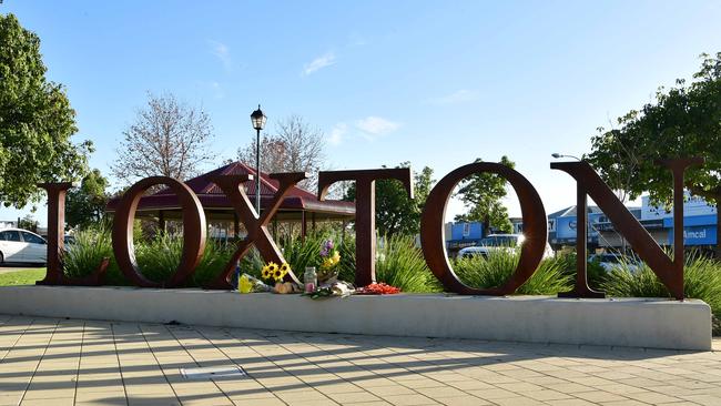 Tributes have been left at the Loxton sign for former Kirsty Boden. Picture: Bianca De Marchi