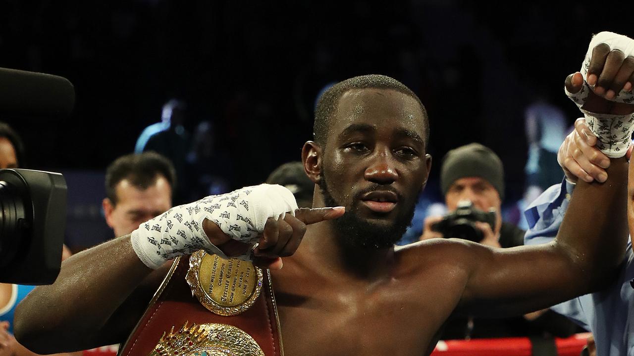 NEW YORK, NEW YORK - DECEMBER 14: Terence Crawford poses with the belt after his tko9 win against Egidijus Kavaliauskas during their bout for Crawford's WBO welterweight title at Madison Square Garden on December 14, 2019 in New York City. (Photo by Al Bello/Getty Images)