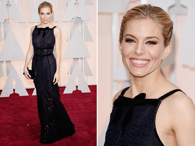 Sienna Miller at the Oscars 2015 red carpet. Picture: Getty