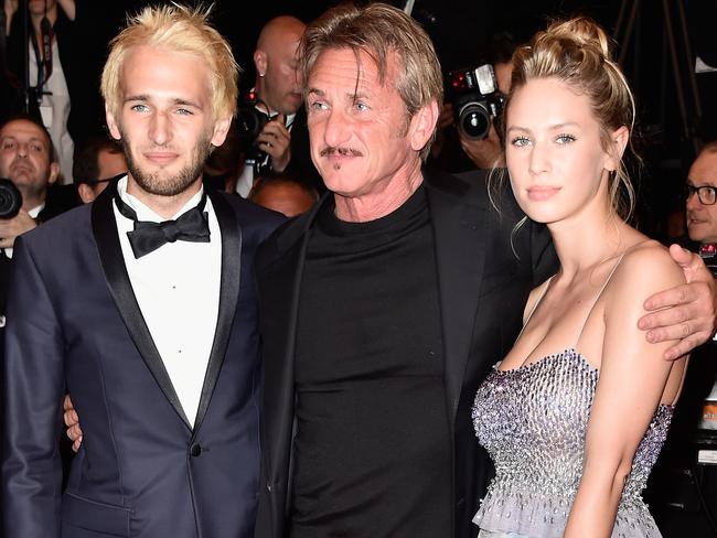 Sean Penn (C), his son Hopper Penn (L) and daughter, Dylan Penn (R). Picture: Getty