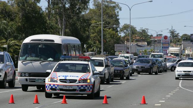 Traffic backed up at the junction following an accident. 