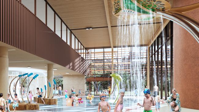 New concept images for the new Adelaide Aquatic Centre have been released, showing the indoor 50m pool, learn to swim pool, and the splash zones, as well as, the external 25m pool and outdoor play area. Picture: SA Government