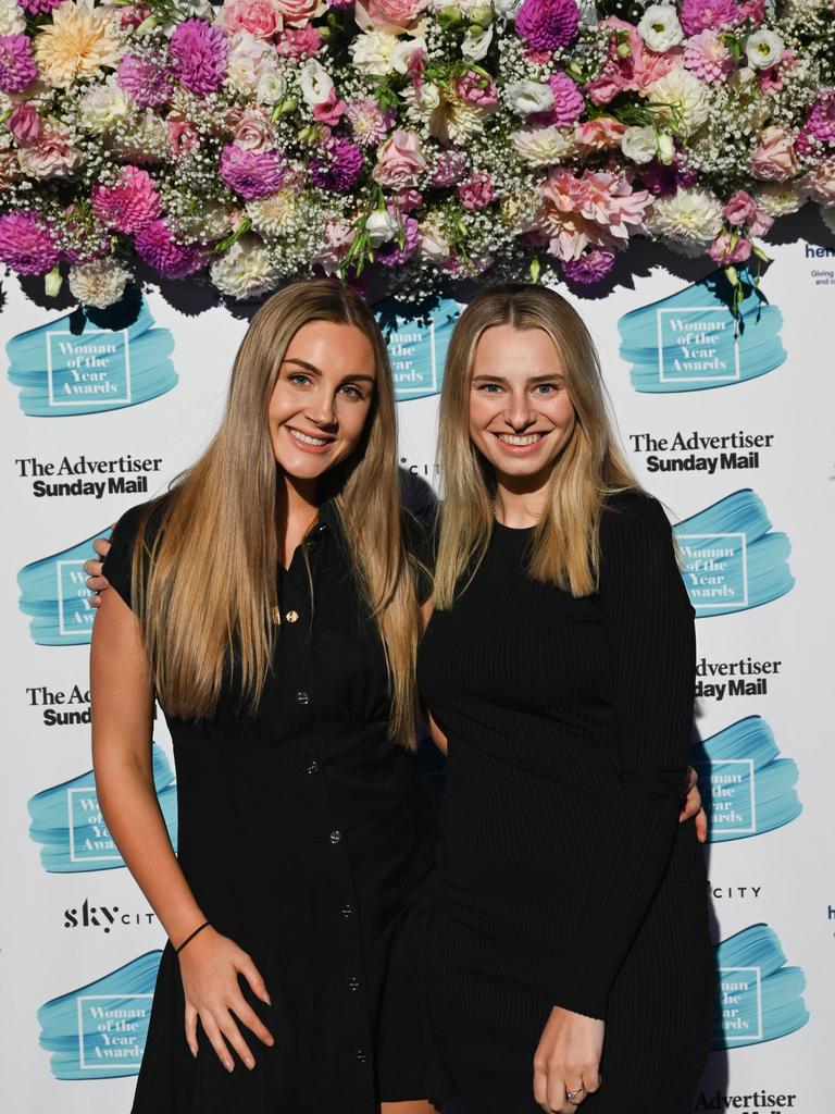 Jess Davies and Sam Allwright at The Advertiser Sunday Mail, SkyCity 2023 Woman of the Year Awards. Picture: Naomi Jellicoe