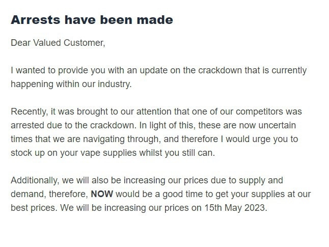 Australian vape suppliers are preparing to go underground.