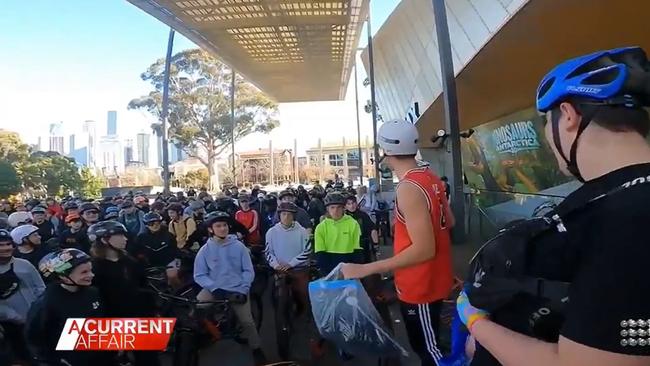 The teens show up in big groups to cycle in the streets.