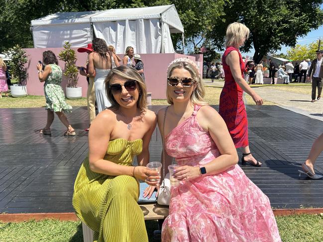 Christine O'Donovan and Sandra Costello enjoying the Melbourne Cup. Picture: Oscar Jaeger