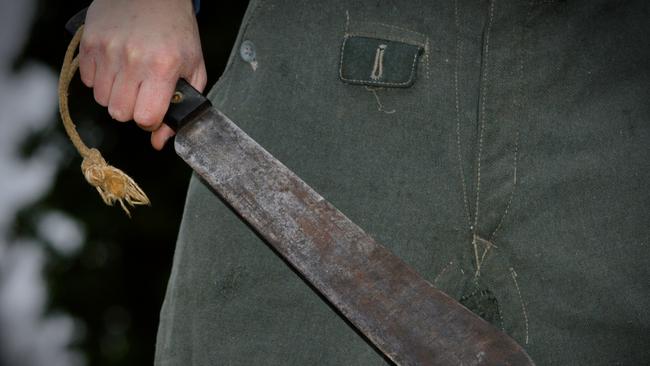 A machete, an imitation handgun and other weapons were seized by police in a raid in Croydon Hills. Picture: Supplied.