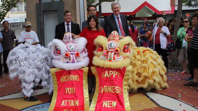 Canterbury-Bankstown Council administrator Richard Colley, Chinese Australia Services Society chairman Dr Bo Zhou, Canterbury state Labor MP Sophie Cotsis andWatson federal Labor MP Tony Burke in Campsie.