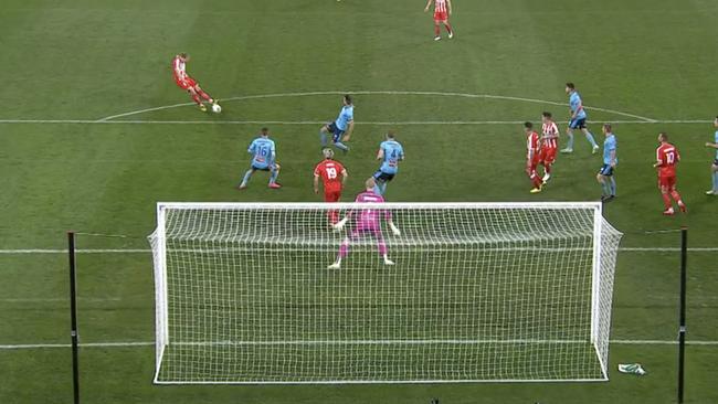 Harrison Delbridge's strike for Melbourne City was overturned on VAR after it was ruled City winger Lachlan Wales was in front of Sydney FC goalkeeper Andrew Redmayne.