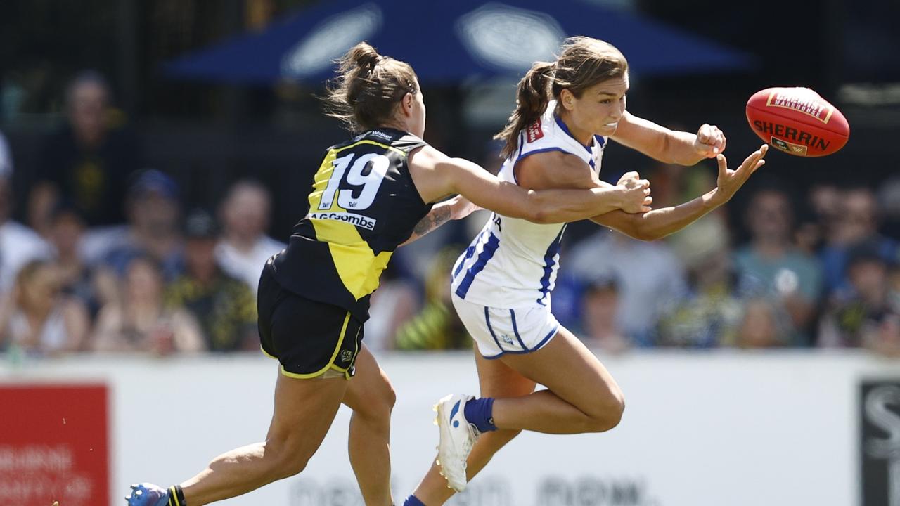 Ash Riddell was her usual prolific self for North Melbourne. Picture: Getty Images