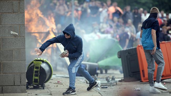 Britain is in the grip of widespread violence as far-right agitators in Liverpool and Manchester rioted and looted shops. Police were attacked and injured and dozens of arrests were made. Picture: Christopher Furlong/Getty Images.