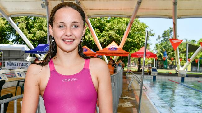 Lauren Davenport at the 2023 Country Swimming Championships at Parap Pool, Darwin. Picture: Pema Tamang Pakhrin