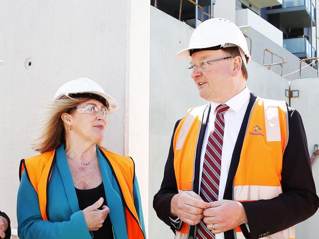 Housing Choices Tasmania’s Kim Bomford and Housing Minister Roger Jaensch. Picture: Zak Simmonds