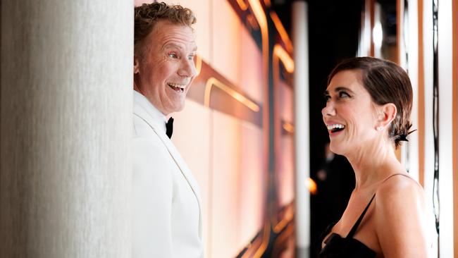 Will Ferrell and Kristen Wiig ham it up backstage. Picture: Christopher Polk