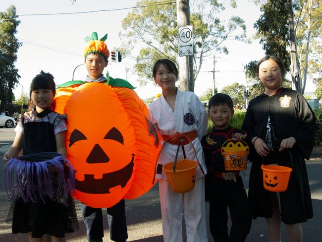 Eva, Benji, Xinxin, Olivia and Xavier at the Greythorn Halloween festival.