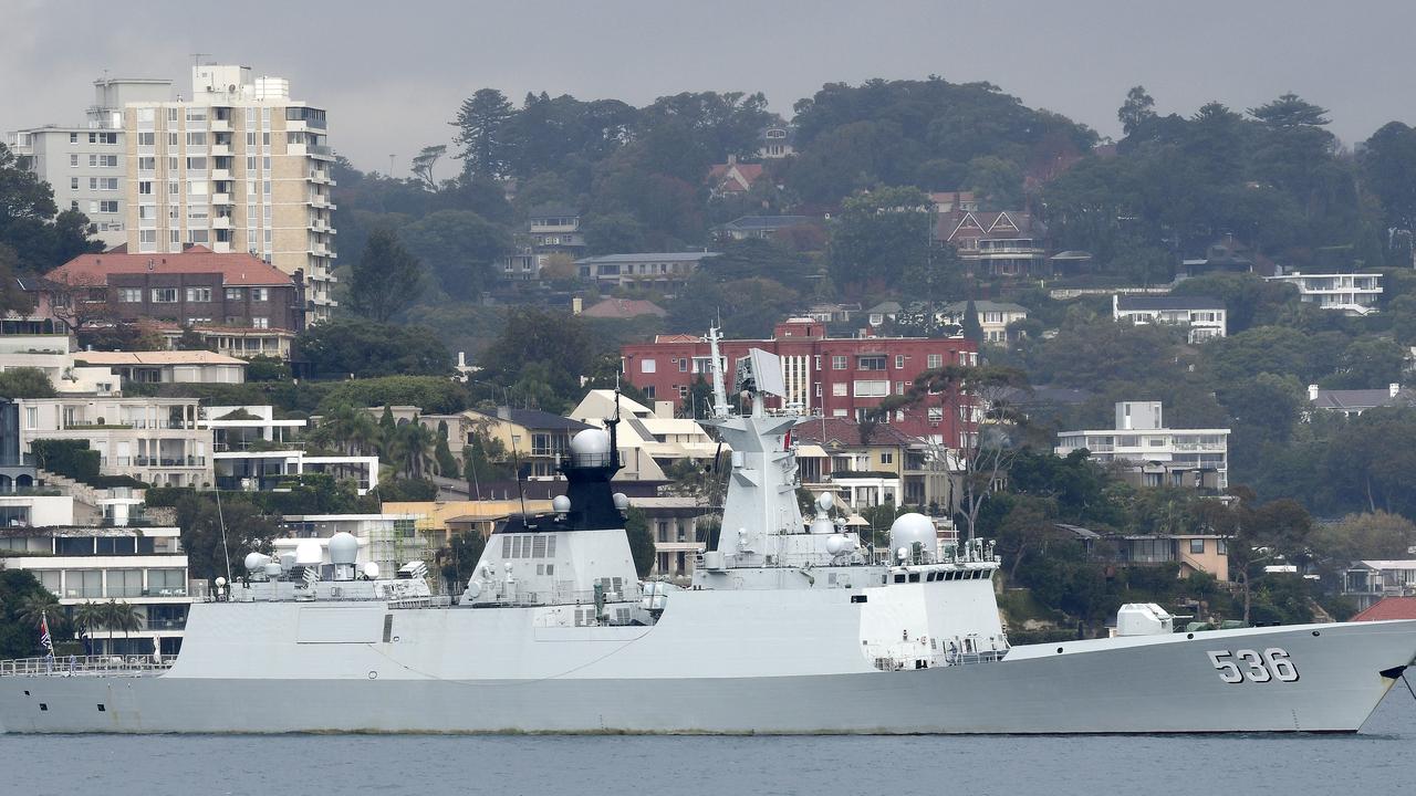 A Chinese naval ship anchored in Sydney Harbour on Friday, June 7, 2019. Picture: Bianca De Marchi/AAP