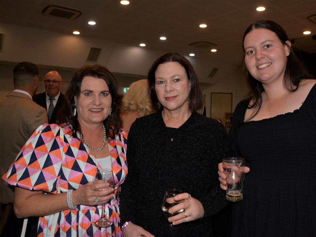 Stacey (L), Julie and Millie (R) dazzling at Warwick's Coppers Ball charity event on Saturday night.