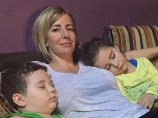 Sally Faulkner with her two children, Noah, 4, and Lahela, 5.