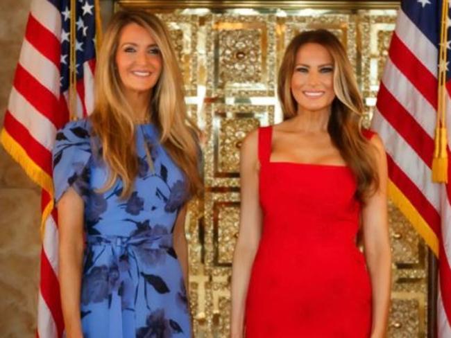 Melania Trump at the fundraiser, standing with former Republican senator Kelly Loeffler. Picture: Twitter