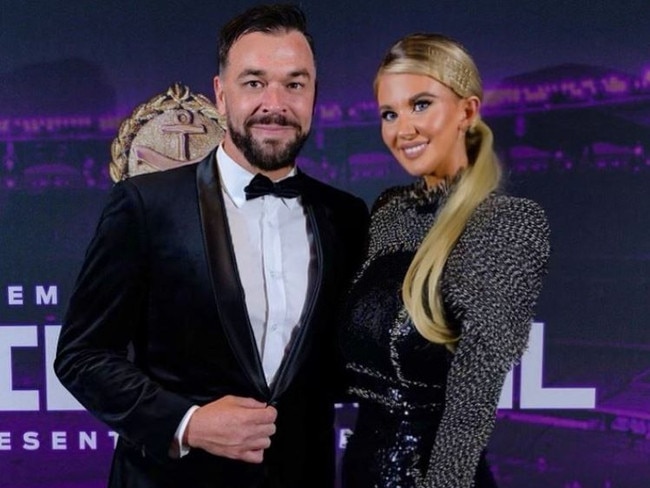 Ryan Crowley and Lauren Dunn at the Fremantle best and fairest awards in 2021. Photo: Instagram
