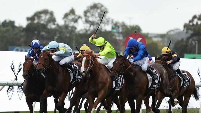 SYDNEY, AUSTRALIA - NOVEMBER 02: Cieren Fallon riding Lake Forest wins Race 8 James Squire Golden Eagle during Golden Eagle Day at Rosehill Gardens on November 02, 2024 in Sydney, Australia. (Photo by Jeremy Ng/Getty Images)