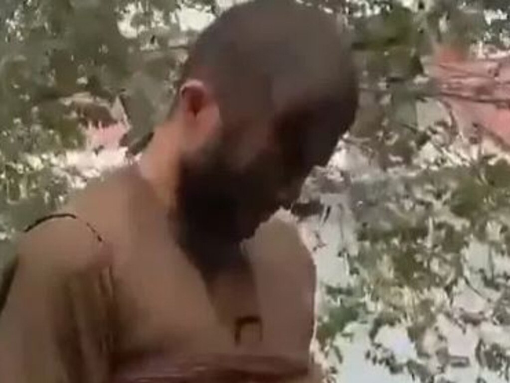 The Taliban have tarred a man's face and paraded him around Kabul. Picture: Twitter