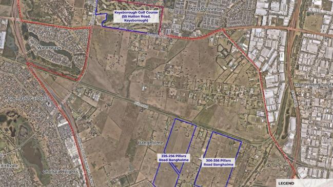 Map of three proposals in Keysborough and Bangholme. Picture: Intrapac