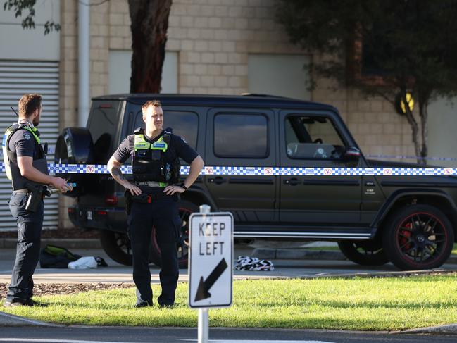 Abdulrahim’s Mercedes after he was shot at in Fawkner. Picture: Brendan Beckett