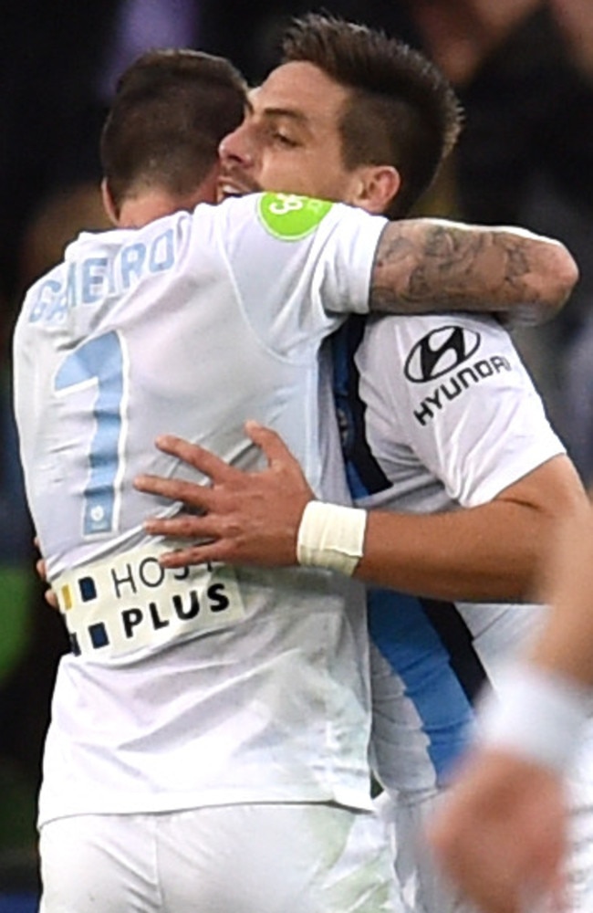 Bruno Fornaroli celebrates his goal.