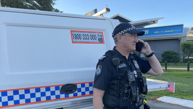 Cairns Police Duty Officer Acting Senior Sergeant Simon Laverty said officers set up traffic control on Sheridan St around 4.45am to allow firefighters to extinguish the fire which destroyed an auto workshop on Sheridan St, North Cairns on May 31, 2022. Picture: Alison Paterson