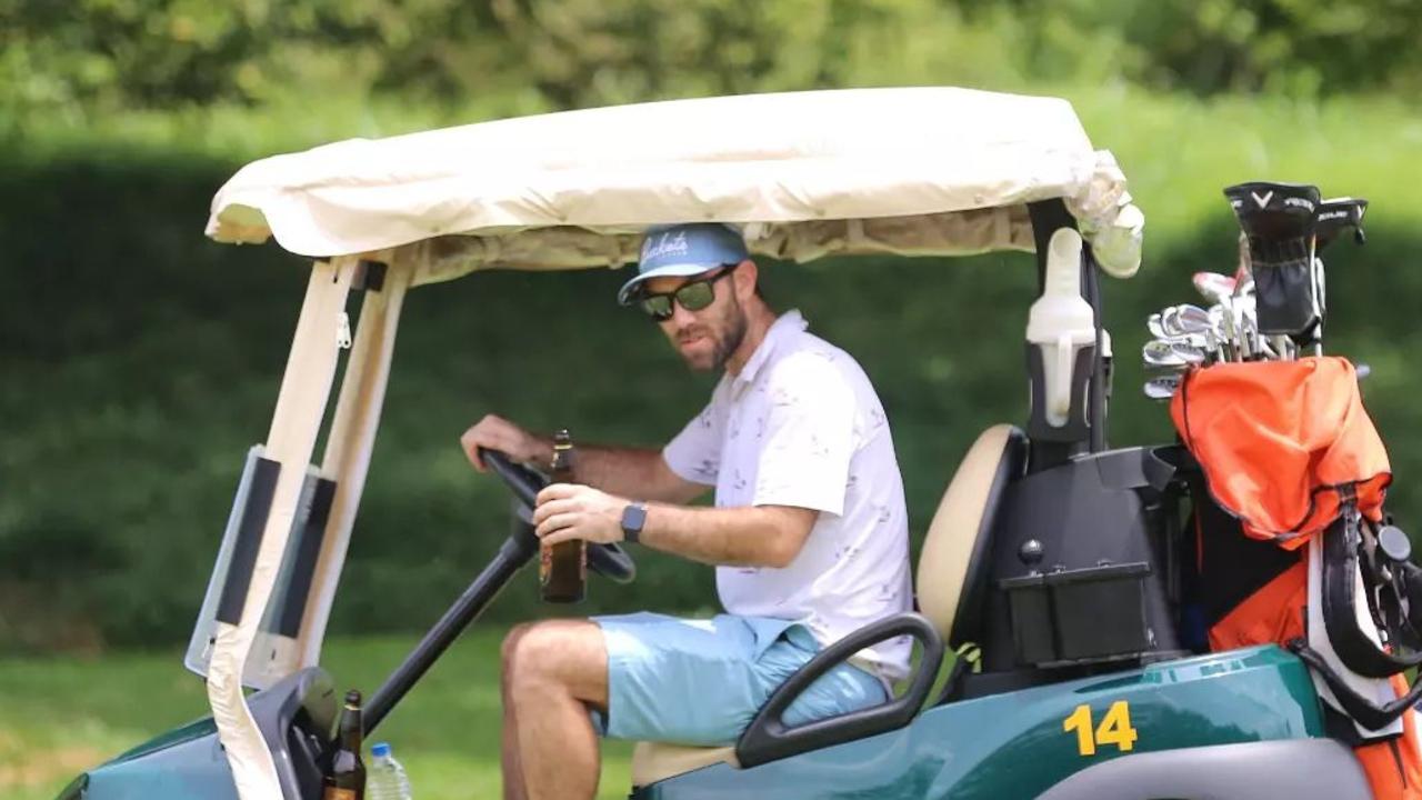 There have been a host of golf related injuries among cricketers in the past 18 months … like Glenn Maxwell’s concussion after falling from a golf buggy. Picture: Sri Lanka Cricket